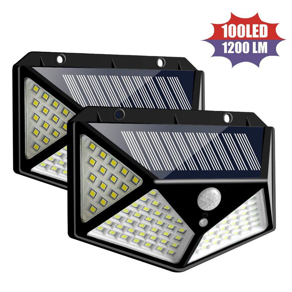 100 LED Solar Wall Light – Motion Sensor, Waterproof Outdoor Lamp (IP65)