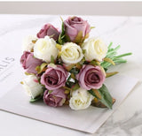 12 PCS Artificial Rose Bouquet | 6 Colors Silk Flowers Decor