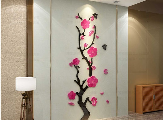 3D Acrylic Floral Wall Sticker – Waterproof Oversized Mural for Home & Living Room Décor