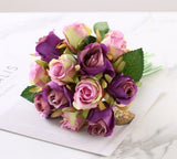 12 PCS Artificial Rose Bouquet | 6 Colors Silk Flowers Decor